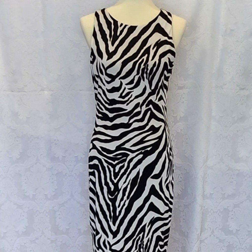 White House Black Market Sleeveless Zebra Print Dress NWOT